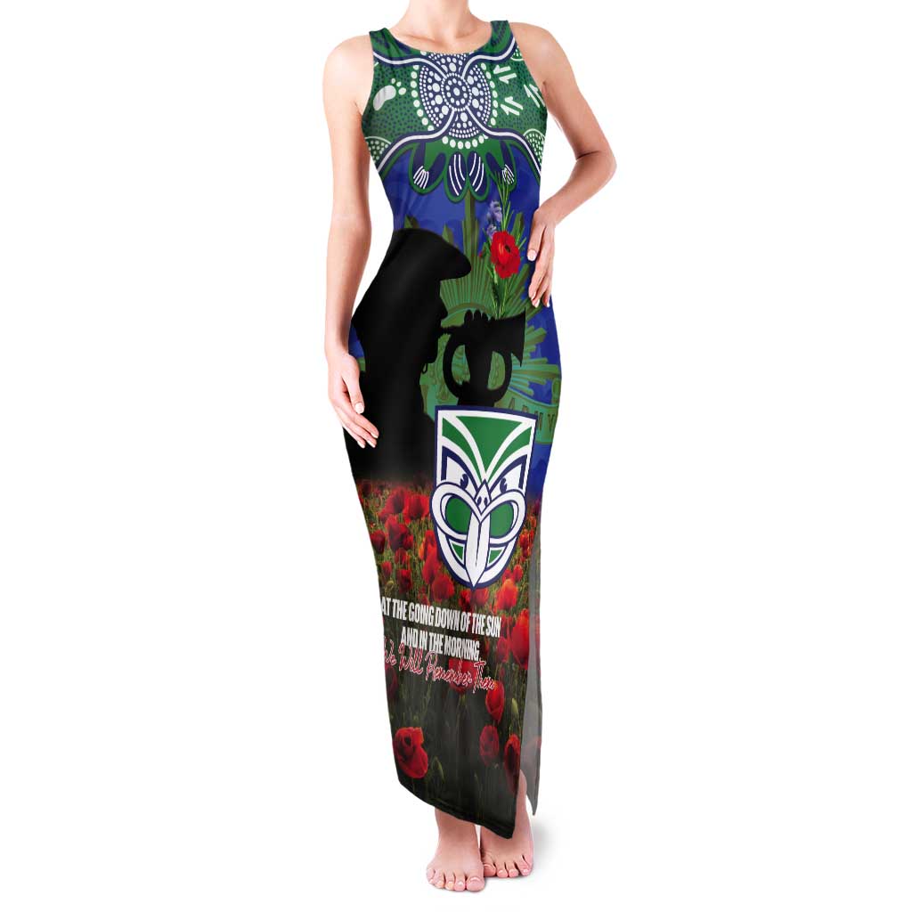 Personalised NZ Warriors Rugby ANZAC Day Tank Maxi Dress Last Post Poppy We Will Remember Them