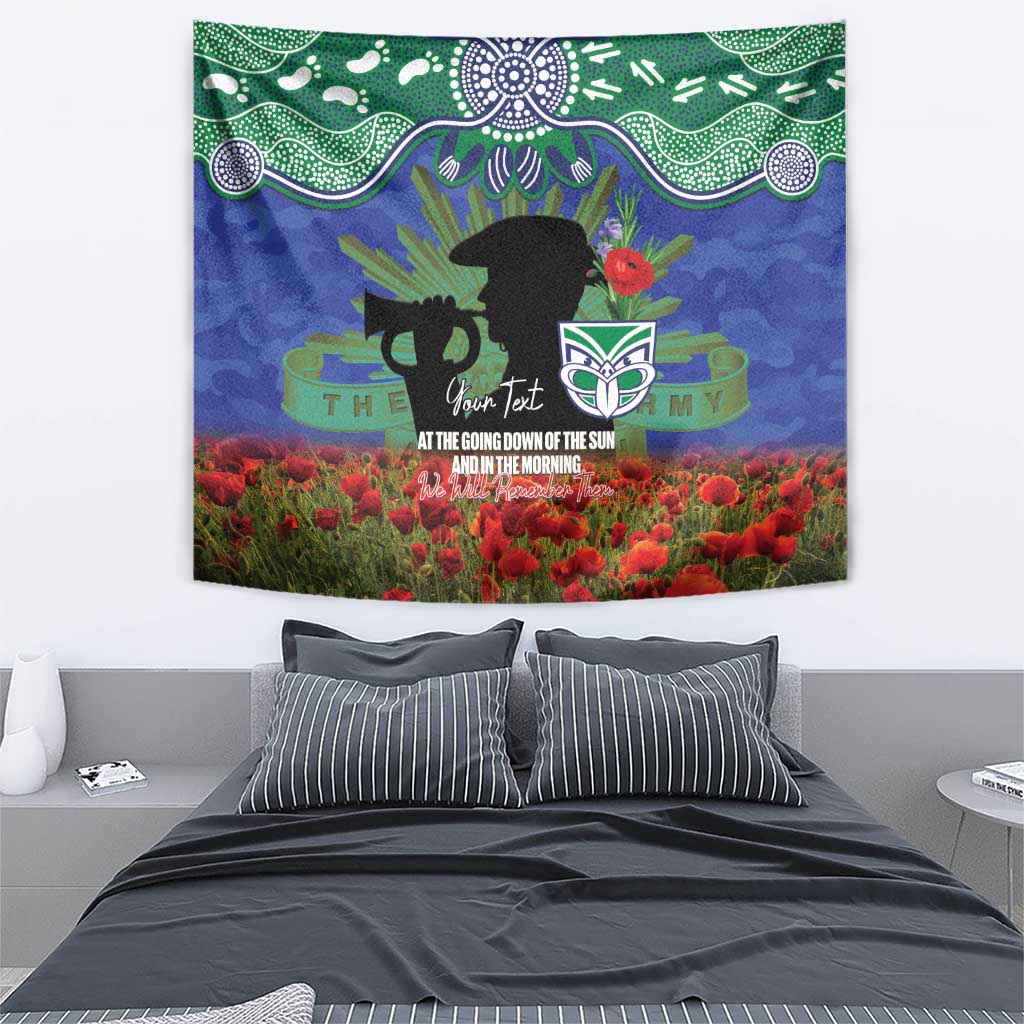 Personalised NZ Warriors Rugby ANZAC Day Tapestry Last Post Poppy We Will Remember Them