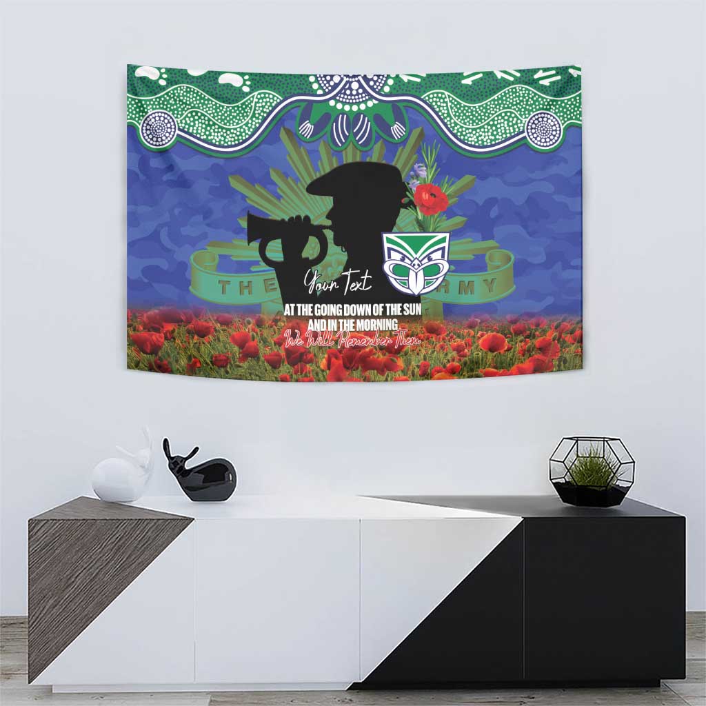 Personalised NZ Warriors Rugby ANZAC Day Tapestry Last Post Poppy We Will Remember Them