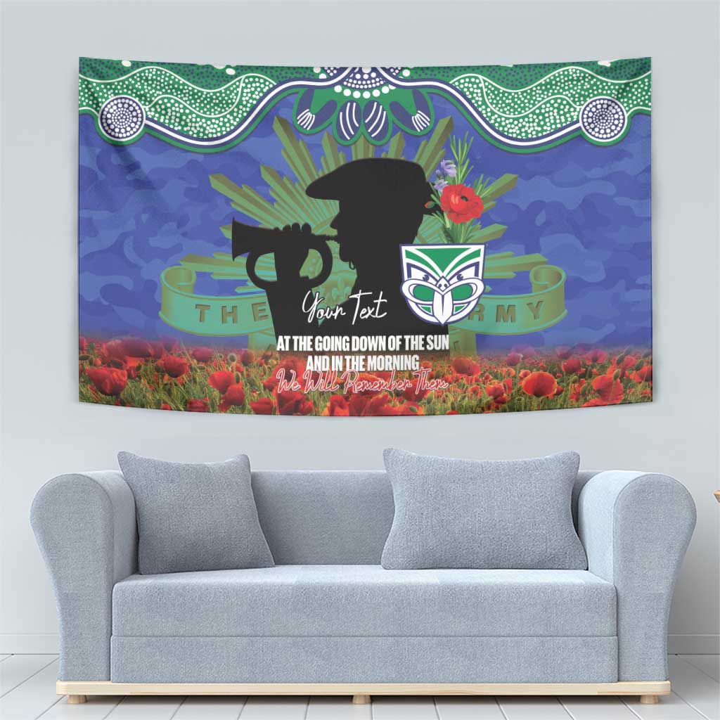 Personalised NZ Warriors Rugby ANZAC Day Tapestry Last Post Poppy We Will Remember Them