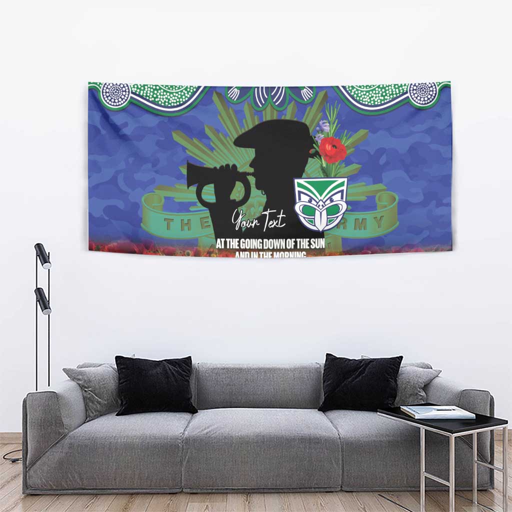 Personalised NZ Warriors Rugby ANZAC Day Tapestry Last Post Poppy We Will Remember Them