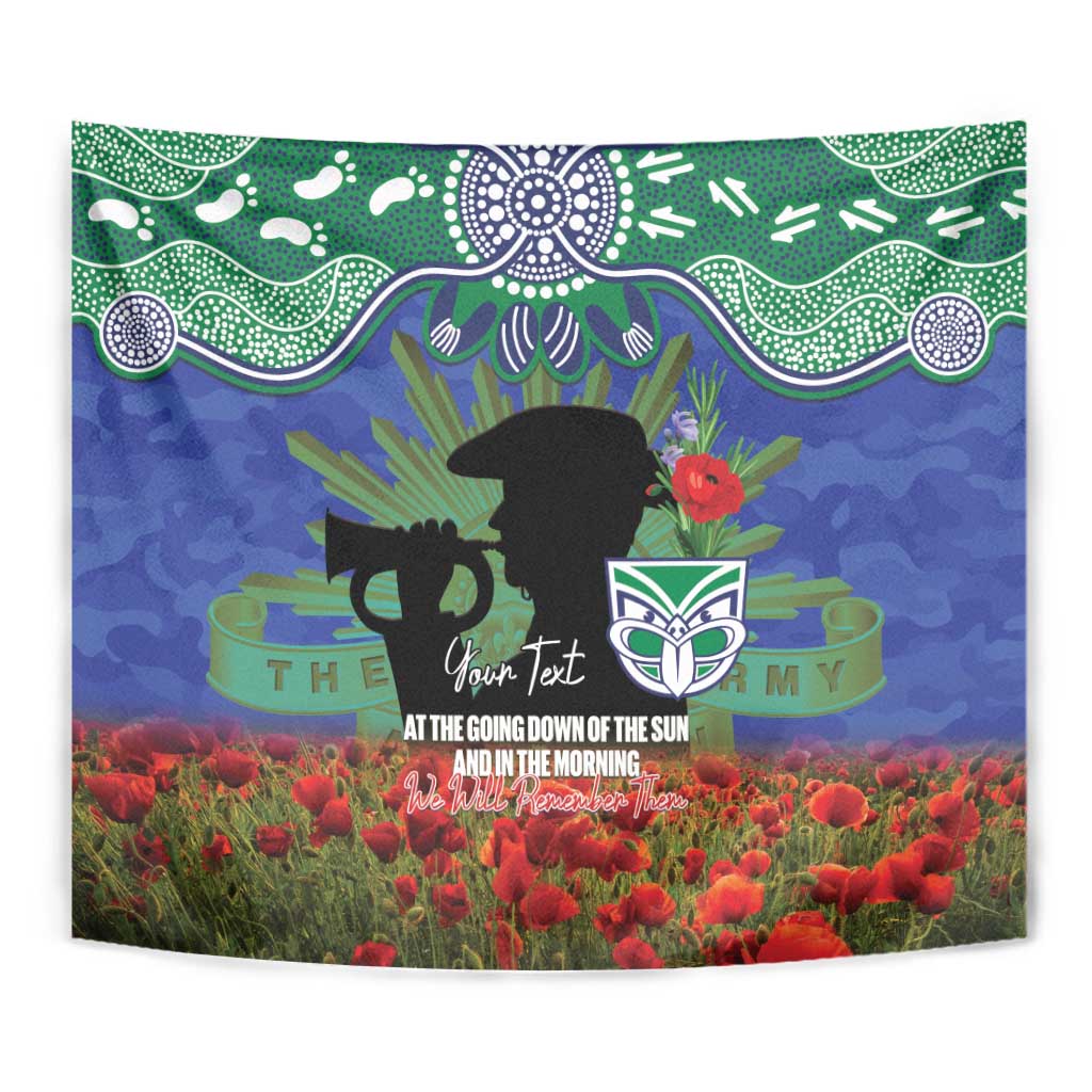 Personalised NZ Warriors Rugby ANZAC Day Tapestry Last Post Poppy We Will Remember Them