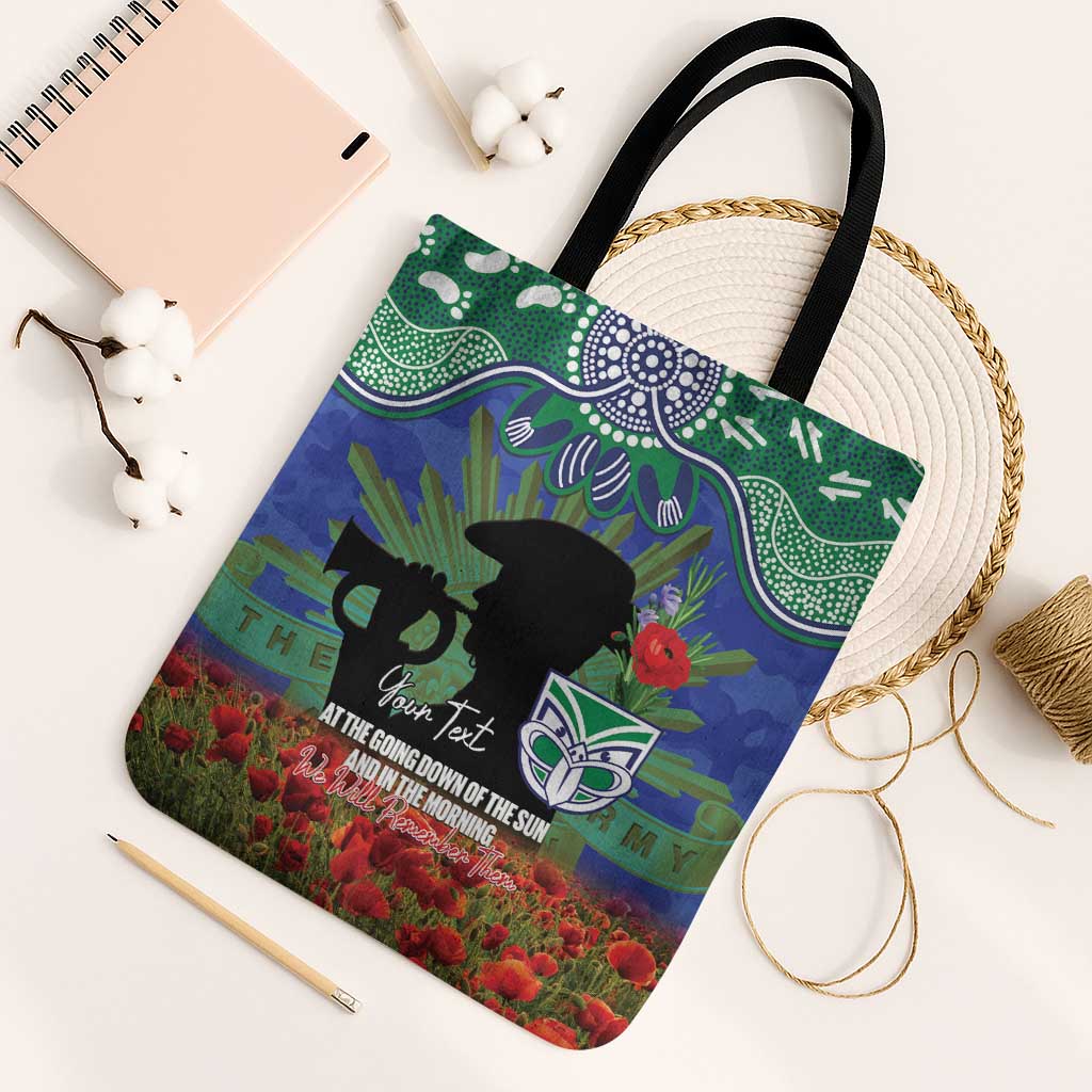 Personalised NZ Warriors Rugby ANZAC Day Tote Bag Last Post Poppy We Will Remember Them