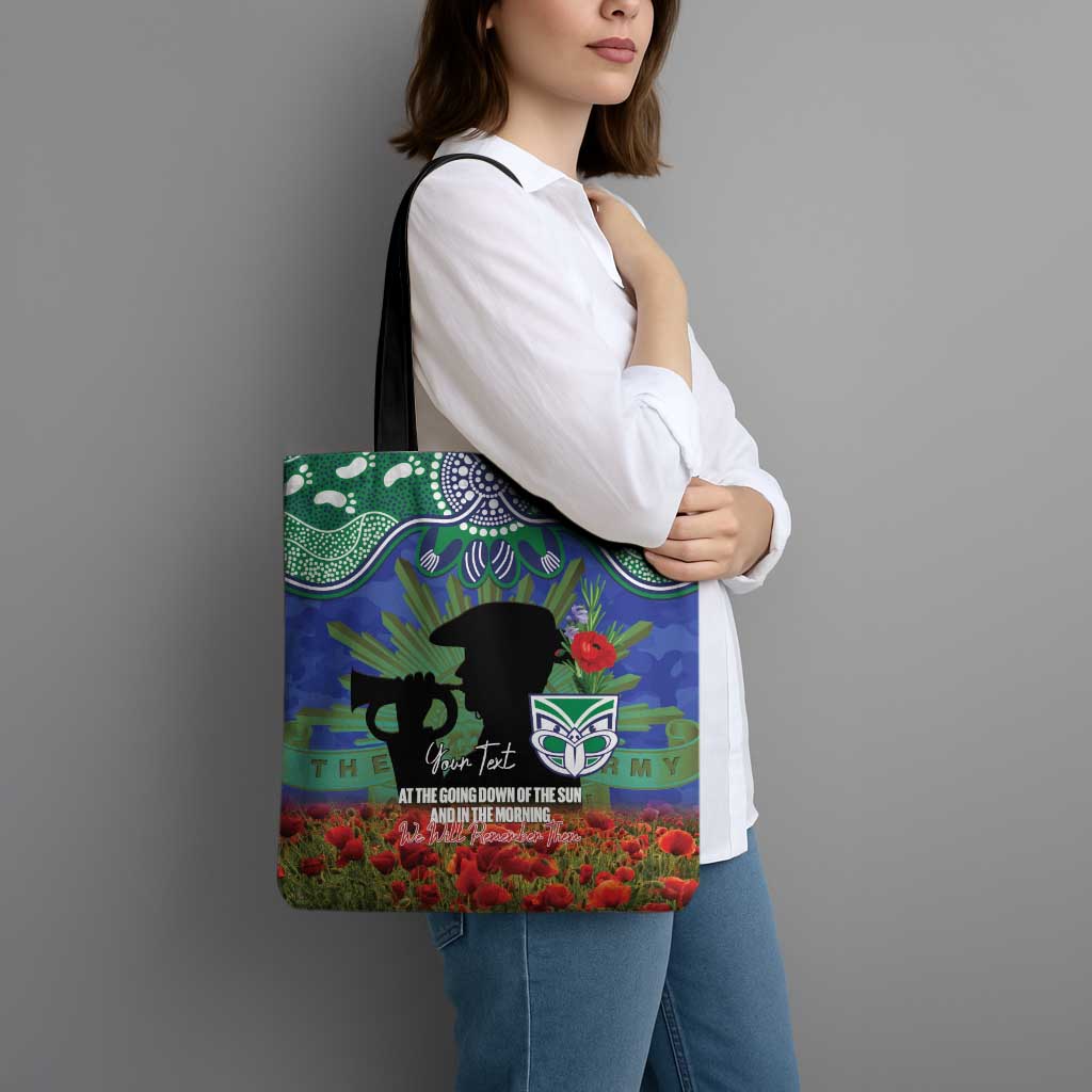 Personalised NZ Warriors Rugby ANZAC Day Tote Bag Last Post Poppy We Will Remember Them