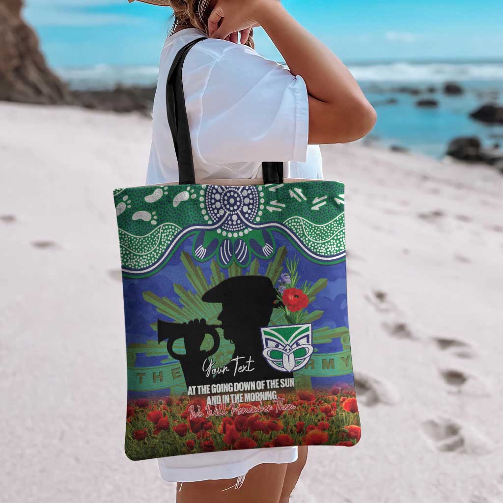 Personalised NZ Warriors Rugby ANZAC Day Tote Bag Last Post Poppy We Will Remember Them