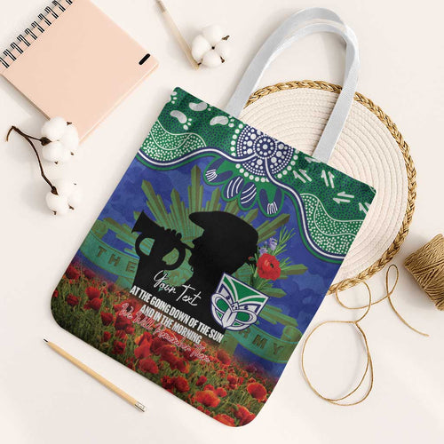 Personalised NZ Warriors Rugby ANZAC Day Tote Bag Last Post Poppy We Will Remember Them