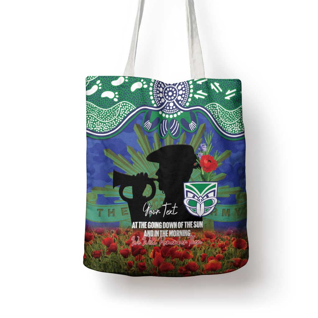 Personalised NZ Warriors Rugby ANZAC Day Tote Bag Last Post Poppy We Will Remember Them
