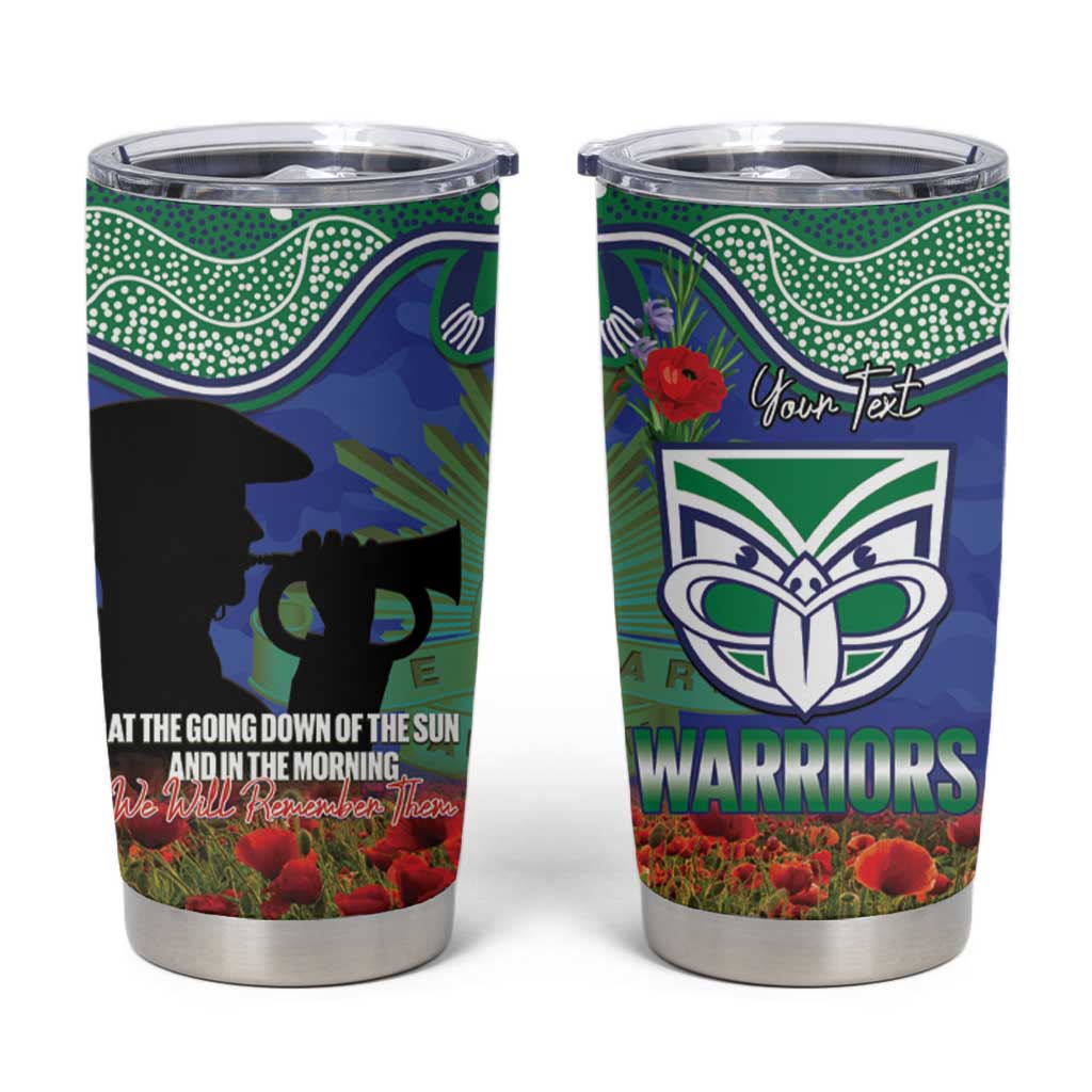 Personalised NZ Warriors Rugby ANZAC Day Tumbler Cup Last Post Poppy We Will Remember Them