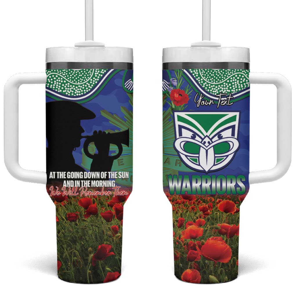Personalised NZ Warriors Rugby ANZAC Day Tumbler With Handle Last Post Poppy We Will Remember Them