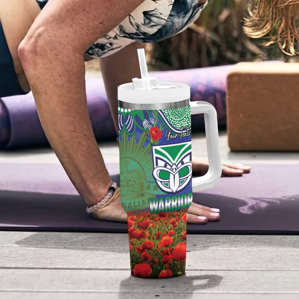 Personalised NZ Warriors Rugby ANZAC Day Tumbler With Handle Last Post Poppy We Will Remember Them