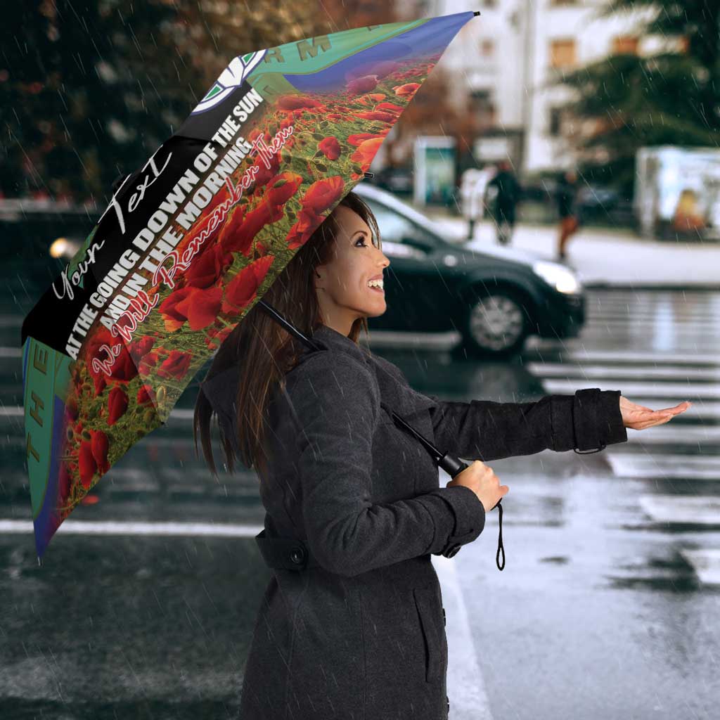 Personalised NZ Warriors Rugby ANZAC Day Umbrella Last Post Poppy We Will Remember Them