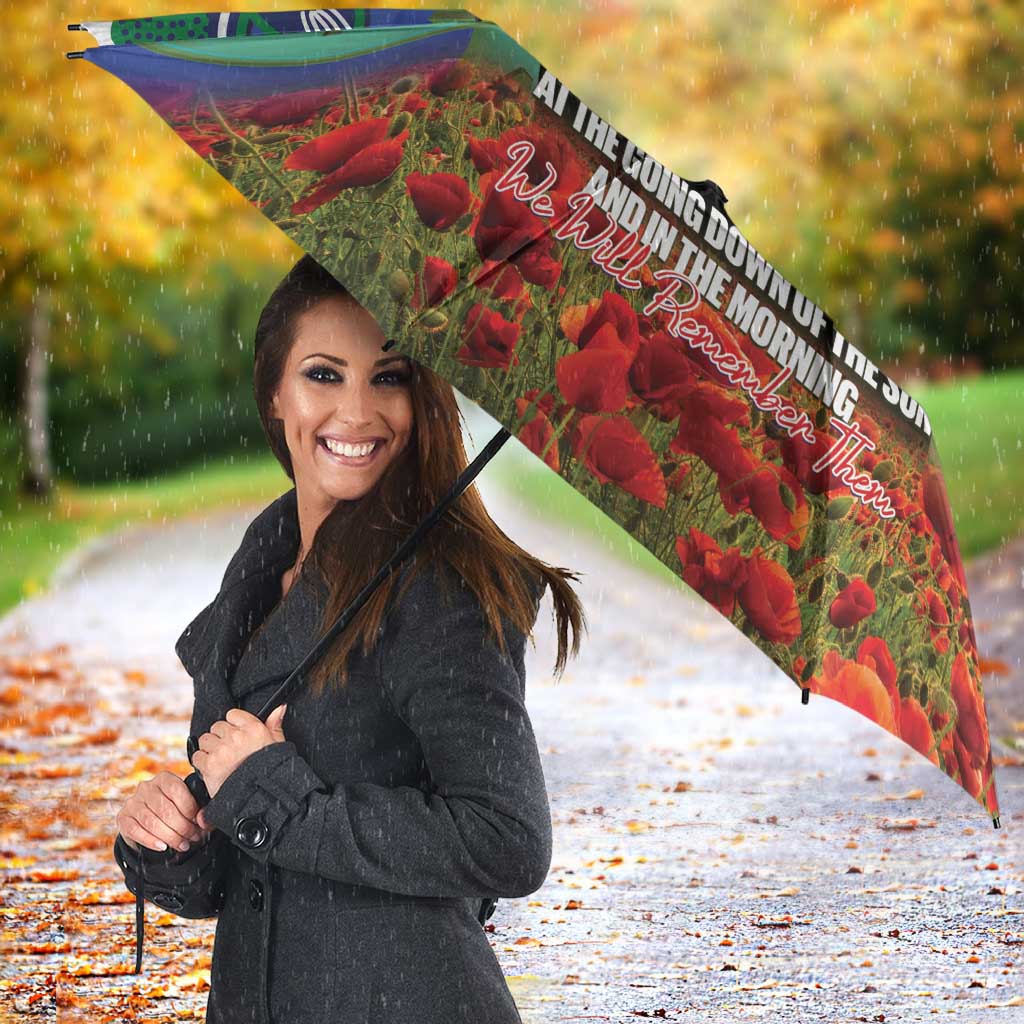 Personalised NZ Warriors Rugby ANZAC Day Umbrella Last Post Poppy We Will Remember Them