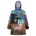 Personalised NZ Warriors Rugby ANZAC Day Wearable Blanket Hoodie Last Post Poppy We Will Remember Them