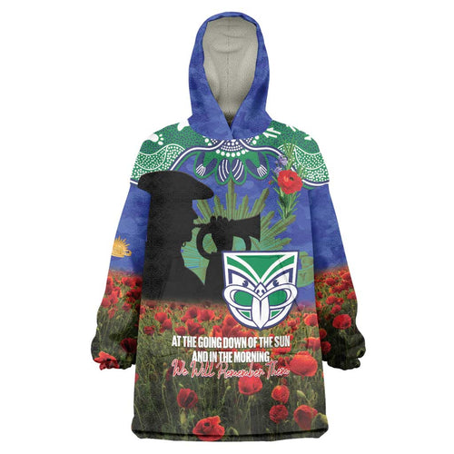 Personalised NZ Warriors Rugby ANZAC Day Wearable Blanket Hoodie Last Post Poppy We Will Remember Them