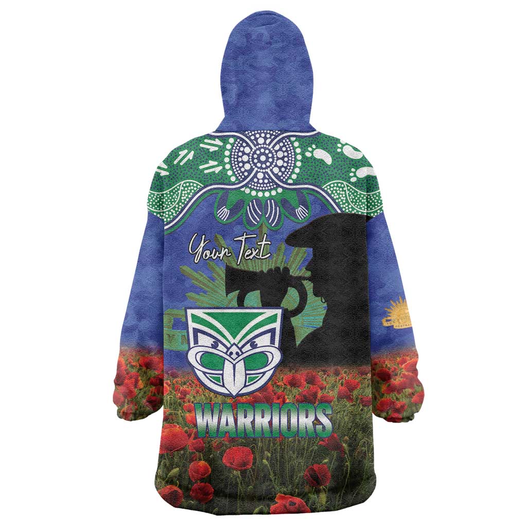 Personalised NZ Warriors Rugby ANZAC Day Wearable Blanket Hoodie Last Post Poppy We Will Remember Them