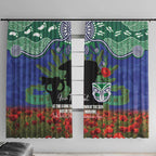 Personalised NZ Warriors Rugby ANZAC Day Window Curtain Last Post Poppy We Will Remember Them
