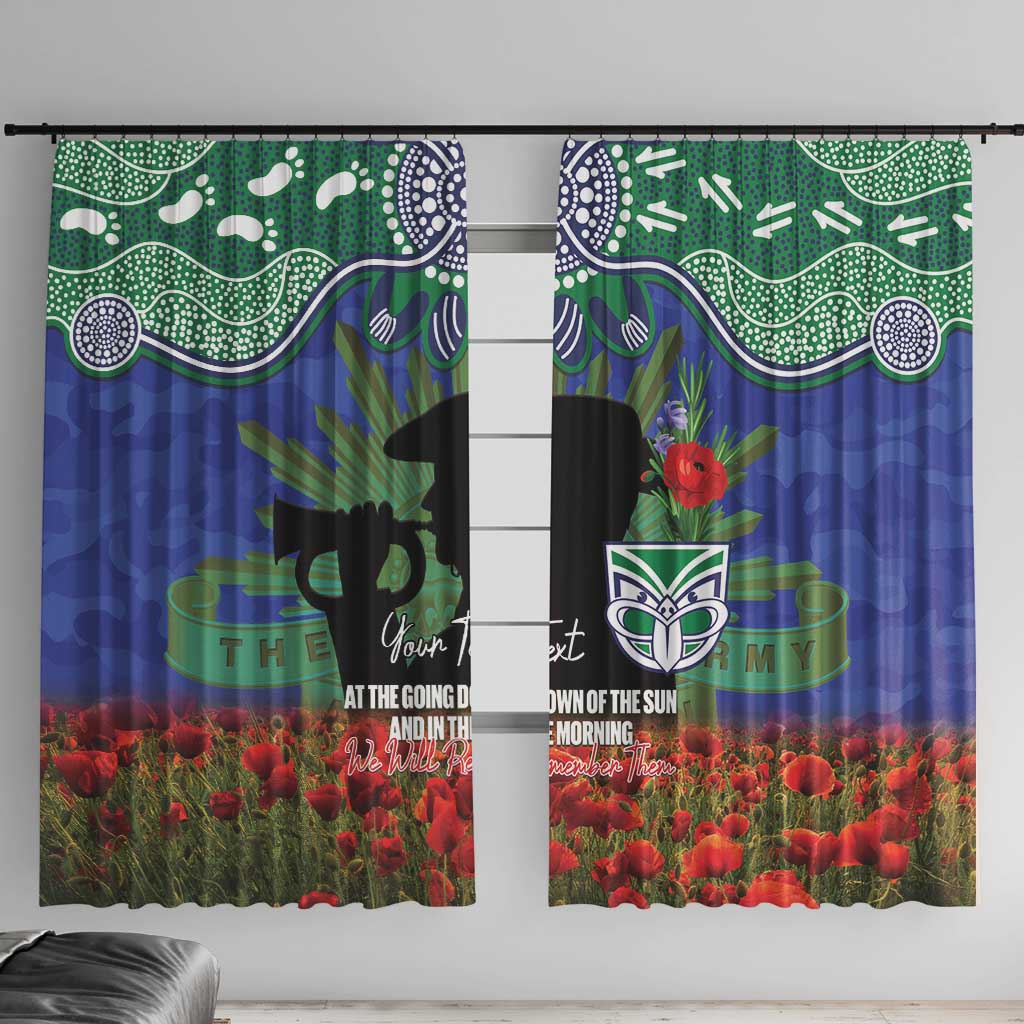 Personalised NZ Warriors Rugby ANZAC Day Window Curtain Last Post Poppy We Will Remember Them