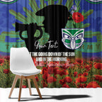 Personalised NZ Warriors Rugby ANZAC Day Window Curtain Last Post Poppy We Will Remember Them