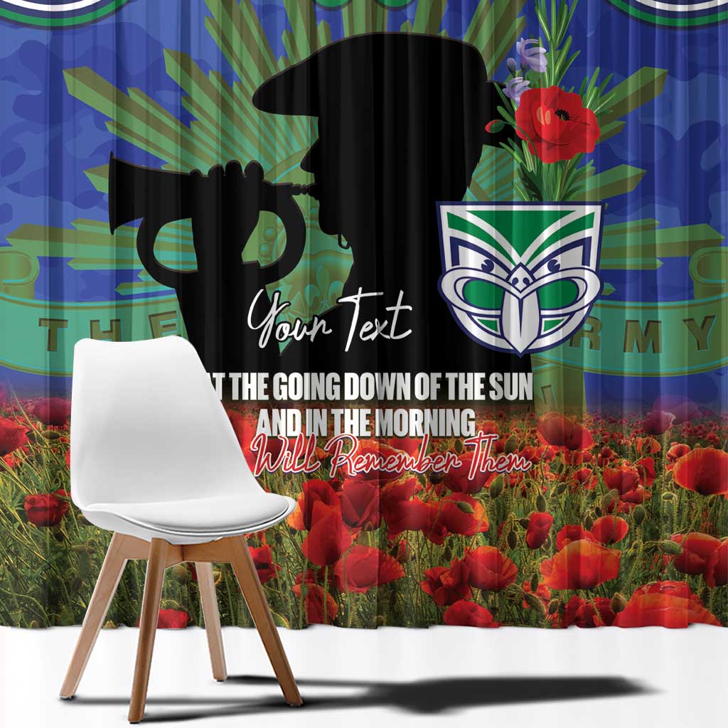 Personalised NZ Warriors Rugby ANZAC Day Window Curtain Last Post Poppy We Will Remember Them