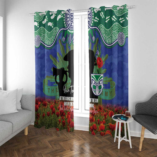 Personalised NZ Warriors Rugby ANZAC Day Window Curtain Last Post Poppy We Will Remember Them