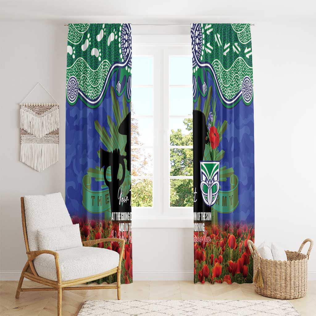 Personalised NZ Warriors Rugby ANZAC Day Window Curtain Last Post Poppy We Will Remember Them