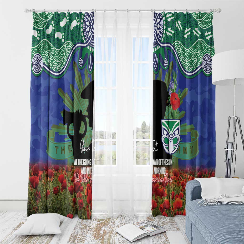 Personalised NZ Warriors Rugby ANZAC Day Window Curtain Last Post Poppy We Will Remember Them