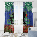 Personalised NZ Warriors Rugby ANZAC Day Window Curtain Last Post Poppy We Will Remember Them