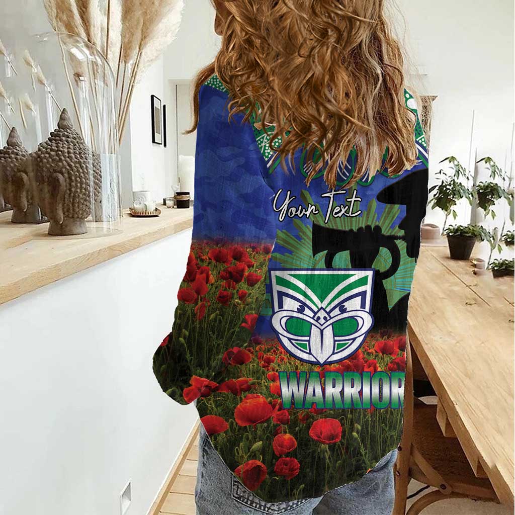 Personalised NZ Warriors Rugby ANZAC Day Women Casual Shirt Last Post Poppy We Will Remember Them