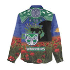 Personalised NZ Warriors Rugby ANZAC Day Women Casual Shirt Last Post Poppy We Will Remember Them