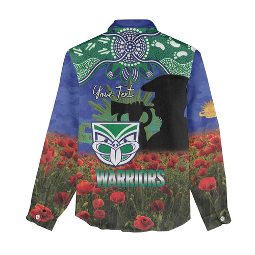 Personalised NZ Warriors Rugby ANZAC Day Women Casual Shirt Last Post Poppy We Will Remember Them