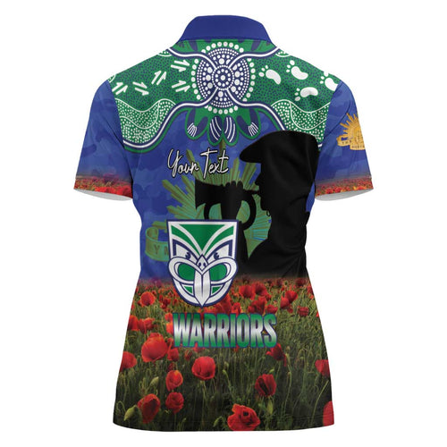 Personalised NZ Warriors Rugby ANZAC Day Women Polo Shirt Last Post Poppy We Will Remember Them