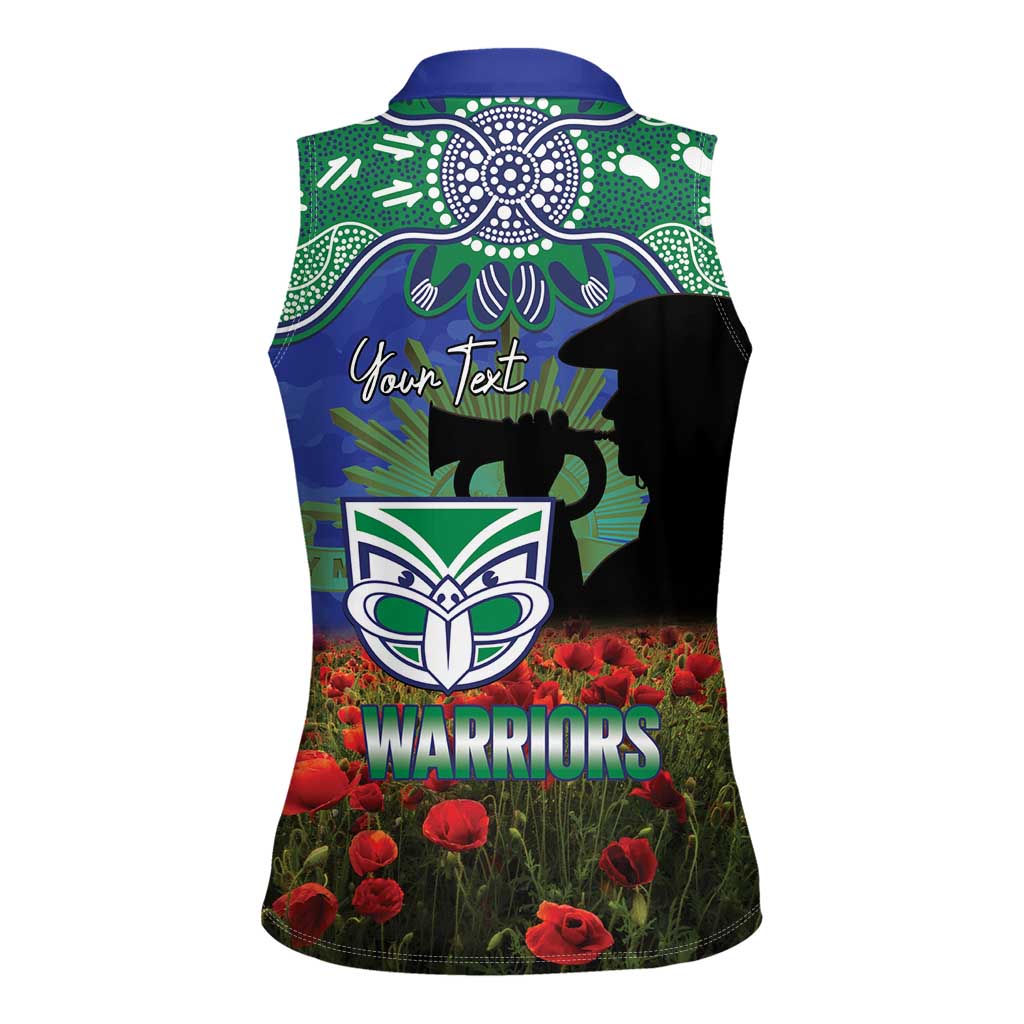 Personalised NZ Warriors Rugby ANZAC Day Women Sleeveless Polo Shirt Last Post Poppy We Will Remember Them