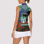 Personalised NZ Warriors Rugby ANZAC Day Women Sleeveless Polo Shirt Last Post Poppy We Will Remember Them