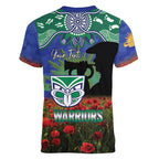 Personalised NZ Warriors Rugby ANZAC Day Women V-Neck T-Shirt Last Post Poppy We Will Remember Them