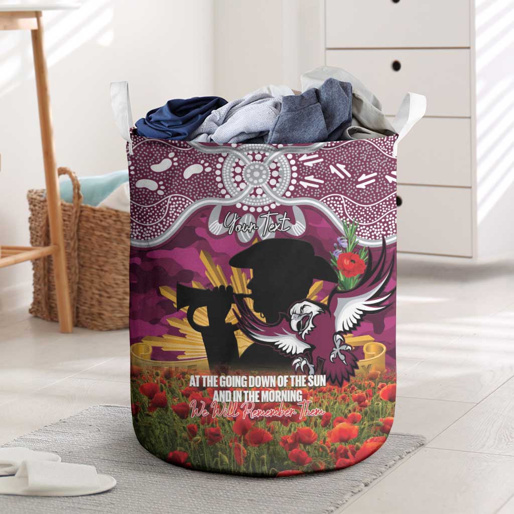 Personalised Sea Eagles Rugby ANZAC Day Laundry Basket Last Post Poppy We Will Remember Them
