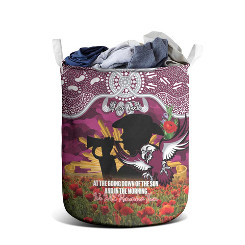 Personalised Sea Eagles Rugby ANZAC Day Laundry Basket Last Post Poppy We Will Remember Them