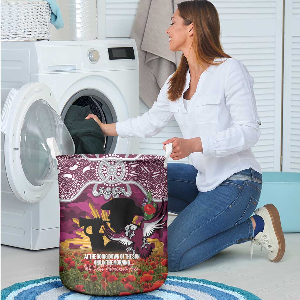 Personalised Sea Eagles Rugby ANZAC Day Laundry Basket Last Post Poppy We Will Remember Them