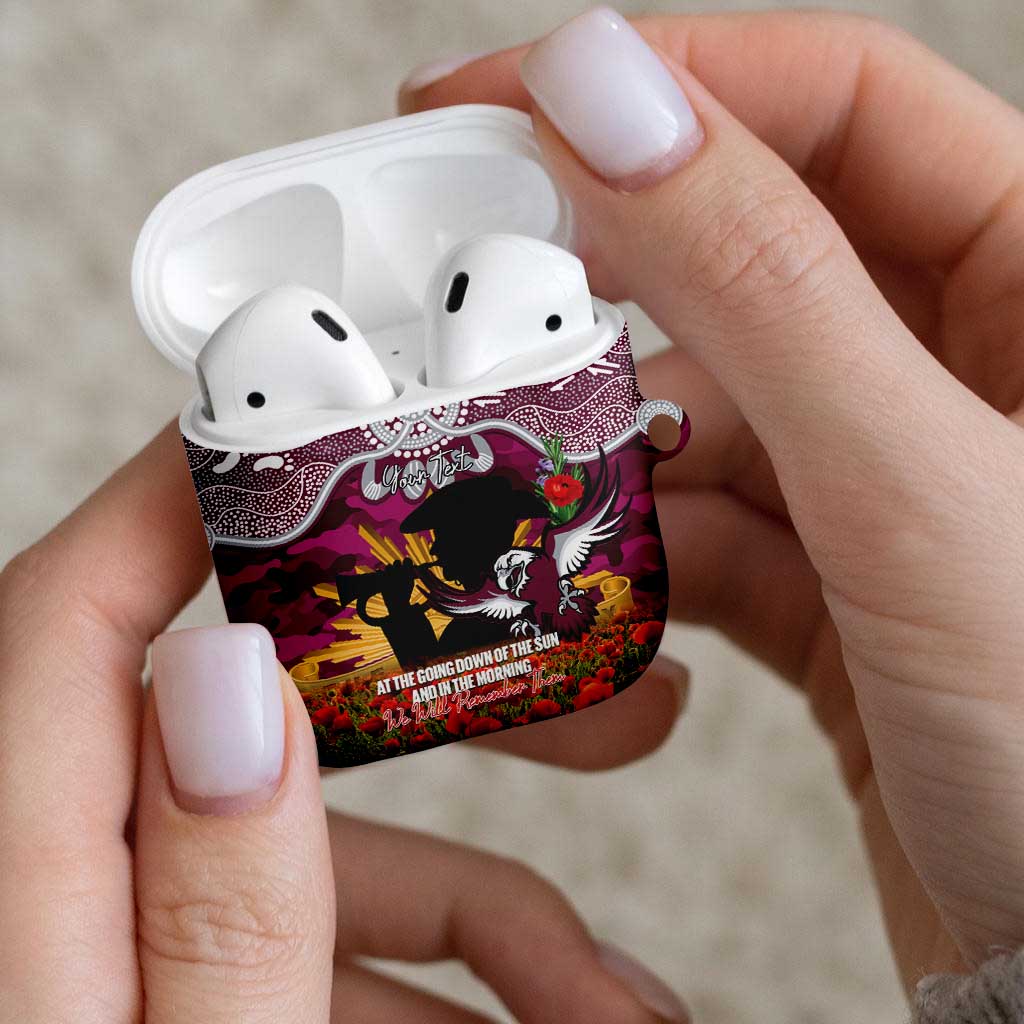 Personalised Sea Eagles Rugby ANZAC Day AirPods Case Last Post Poppy We Will Remember Them