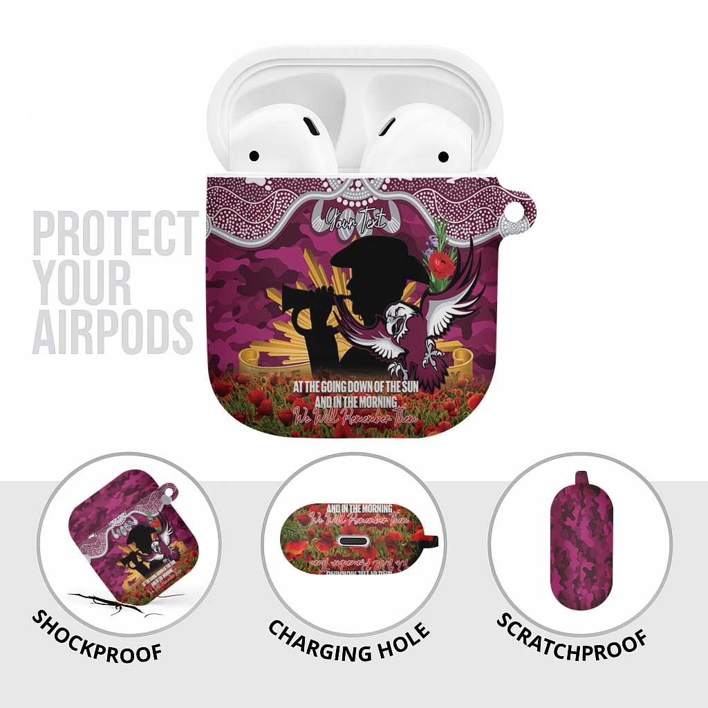 Personalised Sea Eagles Rugby ANZAC Day AirPods Case Last Post Poppy We Will Remember Them