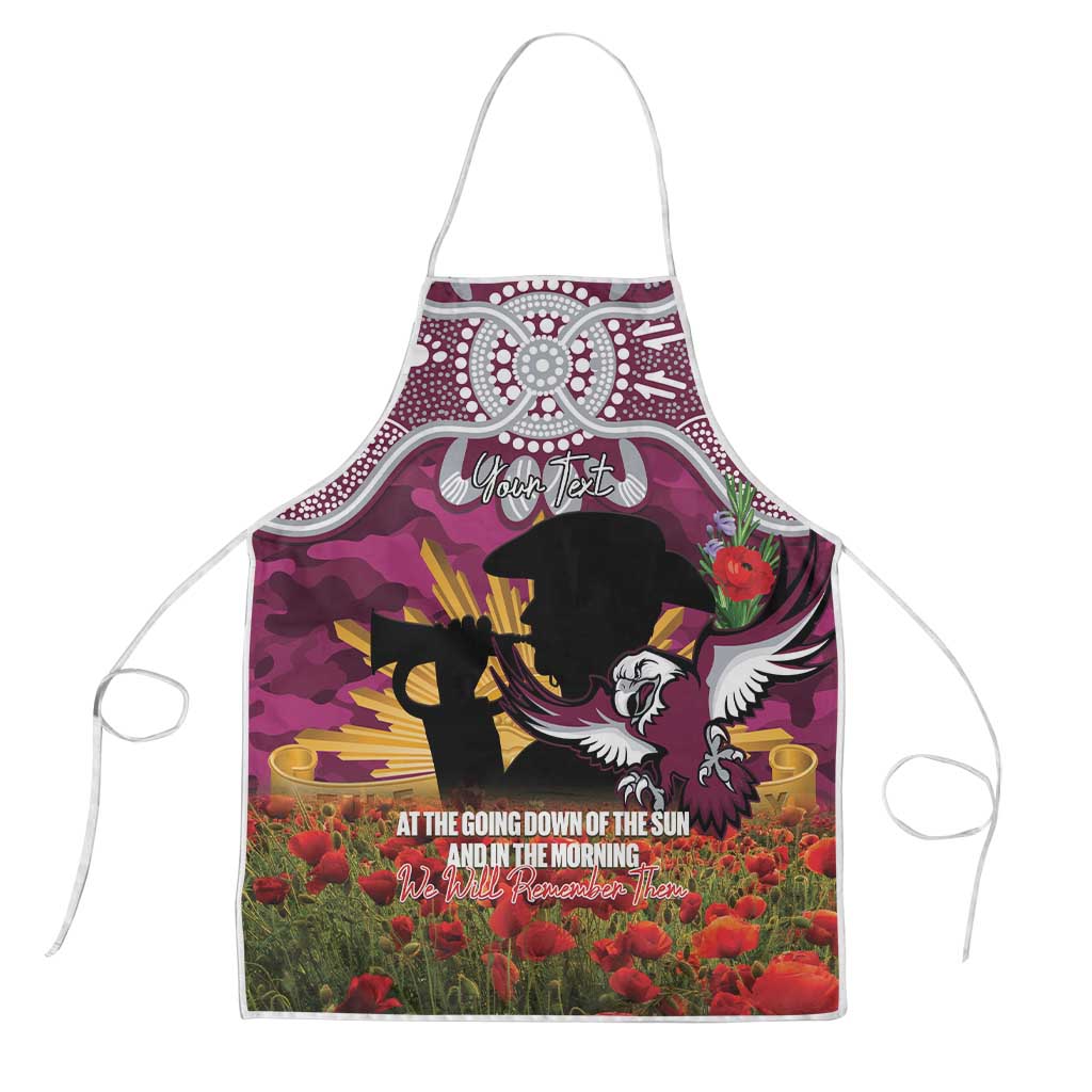 Personalised Sea Eagles Rugby ANZAC Day Apron Last Post Poppy We Will Remember Them