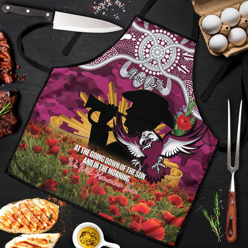 Personalised Sea Eagles Rugby ANZAC Day Apron Last Post Poppy We Will Remember Them