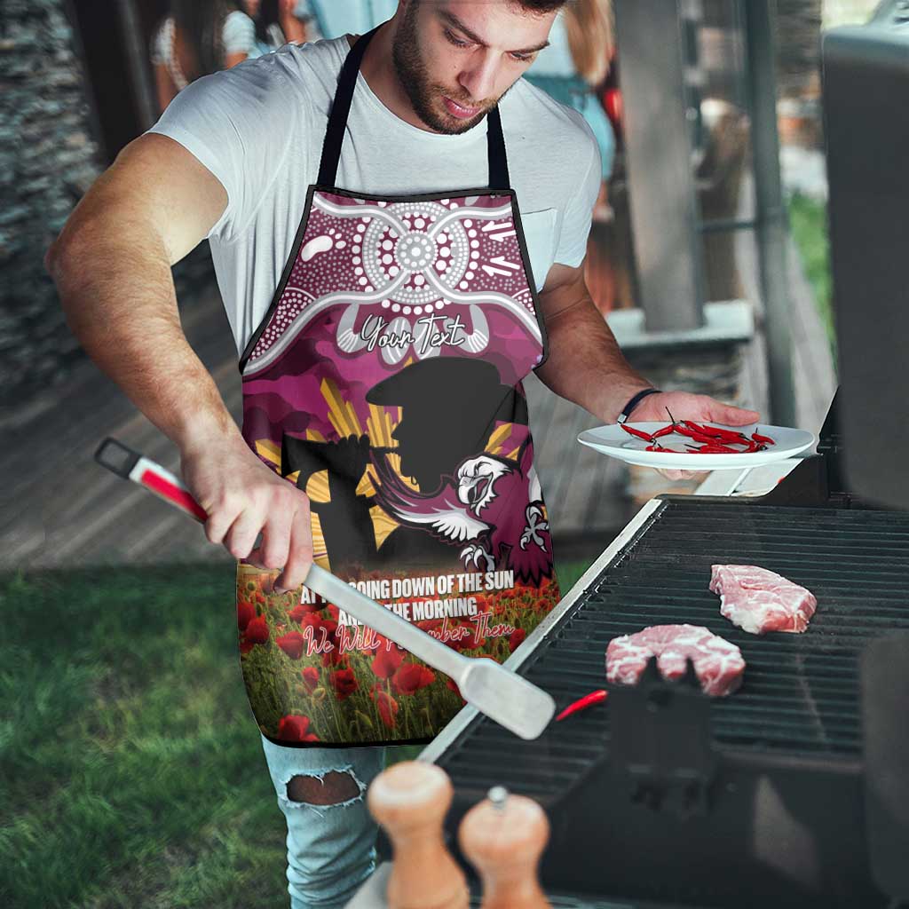 Personalised Sea Eagles Rugby ANZAC Day Apron Last Post Poppy We Will Remember Them