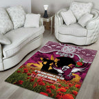 Personalised Sea Eagles Rugby ANZAC Day Area Rug Last Post Poppy We Will Remember Them