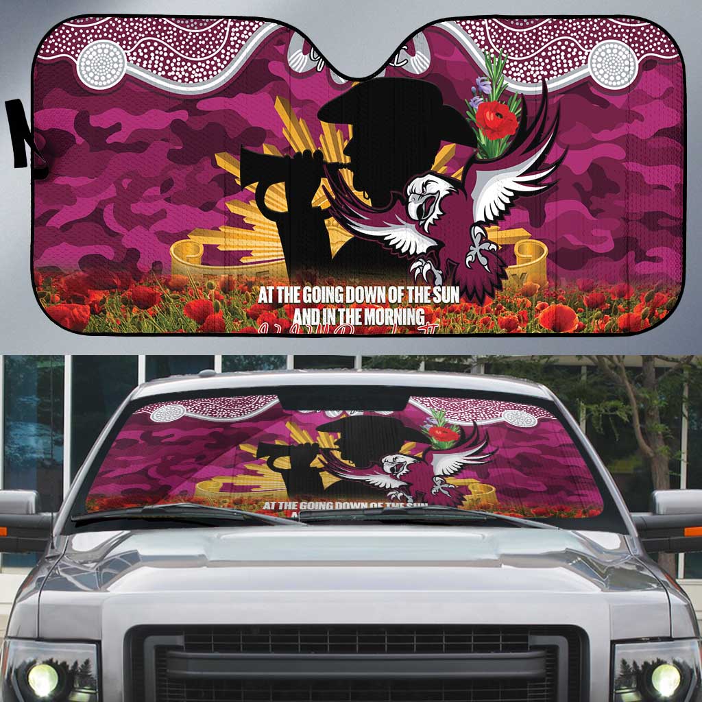 Personalised Sea Eagles Rugby ANZAC Day Auto Sun Shade Last Post Poppy We Will Remember Them