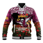 Personalised Sea Eagles Rugby ANZAC Day Baseball Jacket Last Post Poppy We Will Remember Them