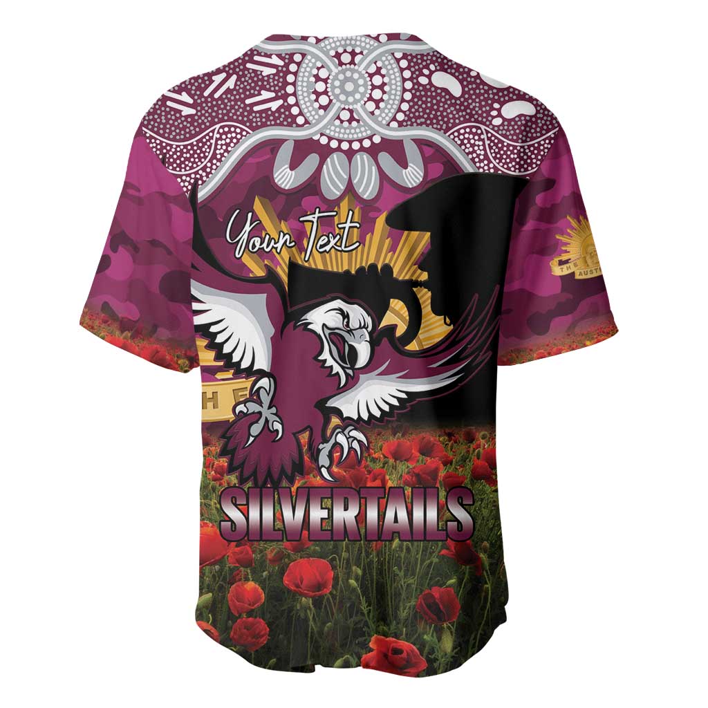 Personalised Sea Eagles Rugby ANZAC Day Baseball Jersey Last Post Poppy We Will Remember Them