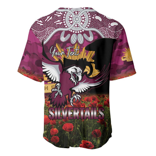 Personalised Sea Eagles Rugby ANZAC Day Baseball Jersey Last Post Poppy We Will Remember Them