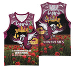 Personalised Sea Eagles Rugby ANZAC Day Basketball Jersey Last Post Poppy We Will Remember Them