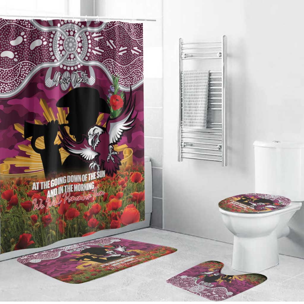 Personalised Sea Eagles Rugby ANZAC Day Bathroom Set Last Post Poppy We Will Remember Them