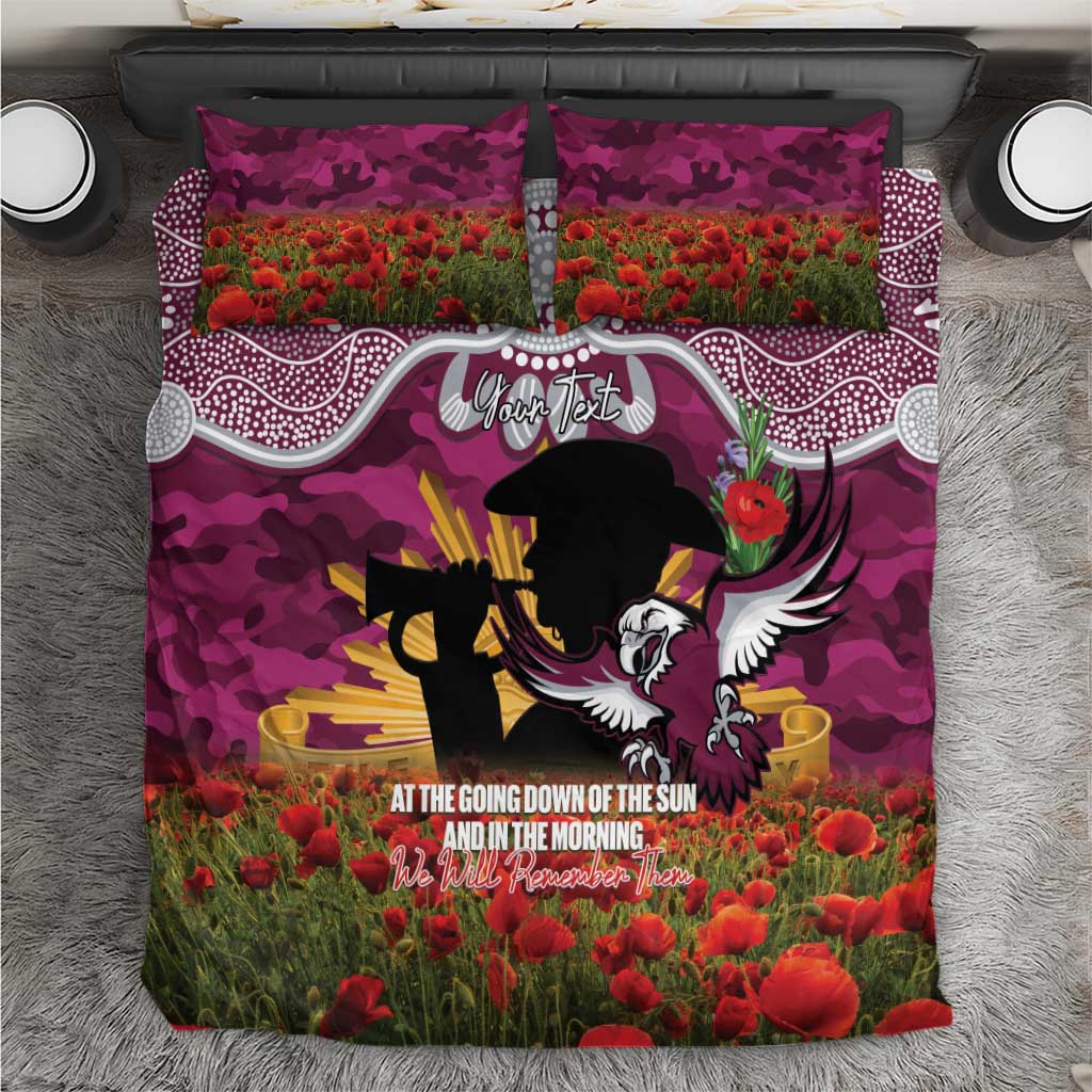 Personalised Sea Eagles Rugby ANZAC Day Bedding Set Last Post Poppy We Will Remember Them